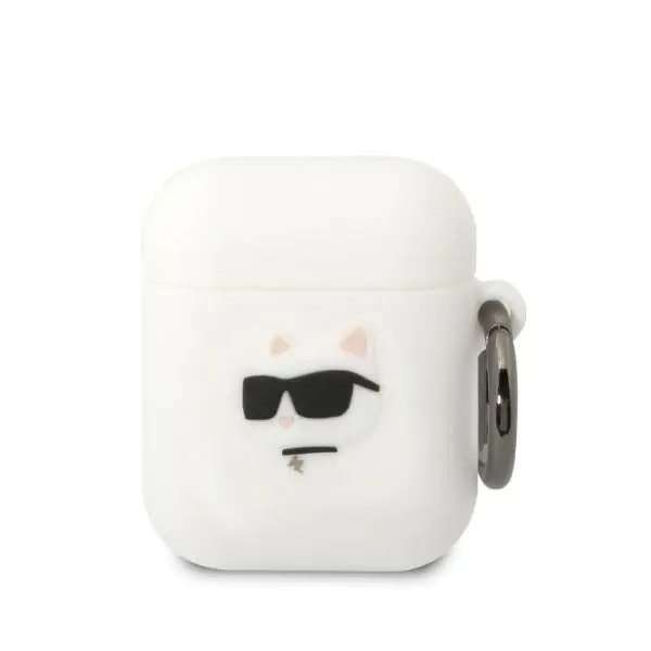 ⁨Karl Lagerfeld KLA2RUNCHH AirPods 1/2 cover biały/white Silicone Choupette Head 3D⁩ w sklepie Wasserman.eu