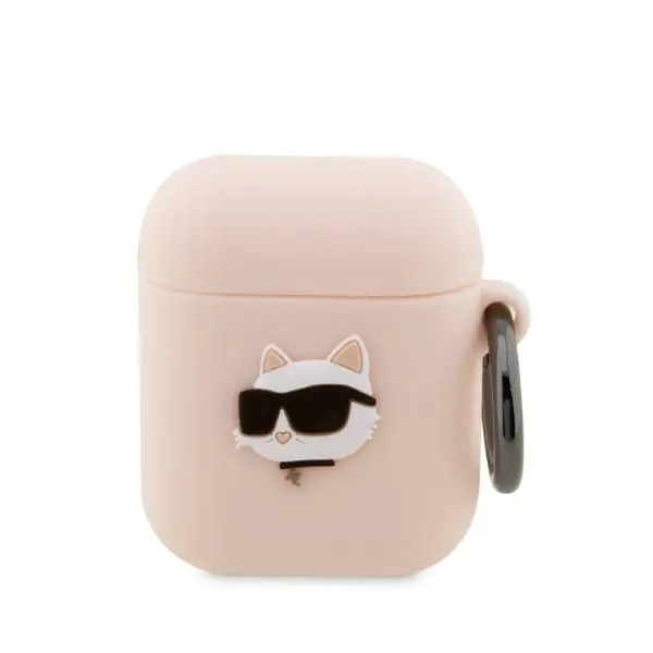 ⁨Karl Lagerfeld KLA2RUNCHP AirPods 1/2 cover różowy/pink Silicone Choupette Head 3D⁩ w sklepie Wasserman.eu