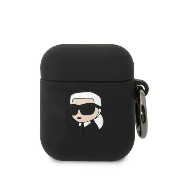 ⁨Karl Lagerfeld KLA2RUNIKK AirPods 1/2 cover czarny/black Silicone Karl Head 3D⁩ w sklepie Wasserman.eu