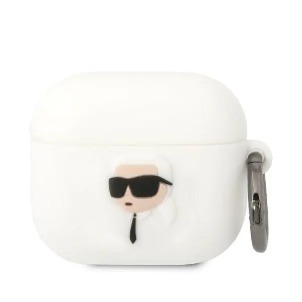 ⁨Karl Lagerfeld KLA3RUNIKH AirPods 3 cover biały/white Silicone Karl Head 3D⁩ w sklepie Wasserman.eu