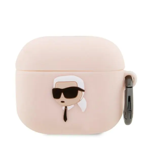 ⁨Karl Lagerfeld KLA3RUNIKP AirPods 3 cover różowy/pink Silicone Karl Head 3D⁩ w sklepie Wasserman.eu