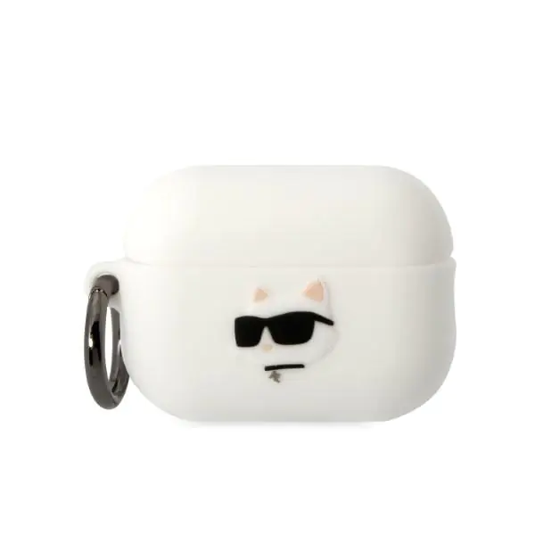 ⁨Karl Lagerfeld KLAP2RUNCHH AirPods Pro 2 cover biały/white Silicone Choupette Head 3D⁩ w sklepie Wasserman.eu