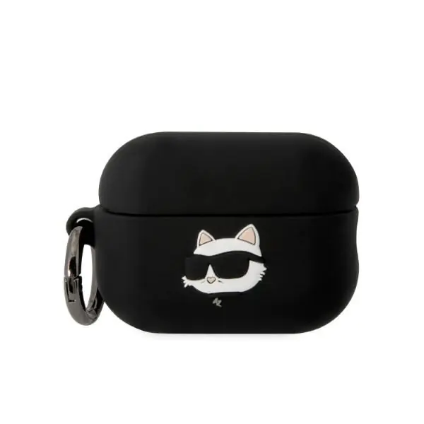 ⁨Karl Lagerfeld KLAP2RUNCHK AirPods Pro 2 cover czarny/black Silicone Choupette Head 3D⁩ w sklepie Wasserman.eu