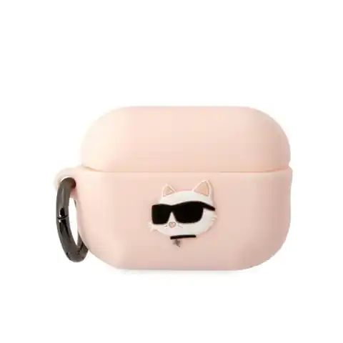 ⁨Karl Lagerfeld KLAP2RUNCHP AirPods Pro 2 cover różowy/pink Silicone Choupette Head 3D⁩ w sklepie Wasserman.eu