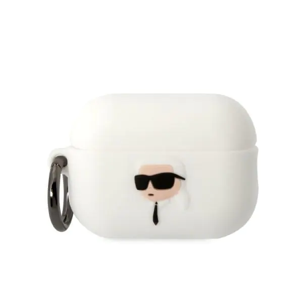 ⁨Karl Lagerfeld KLAP2RUNIKH AirPods Pro 2 cover biały/white Silicone Karl Head 3D⁩ w sklepie Wasserman.eu