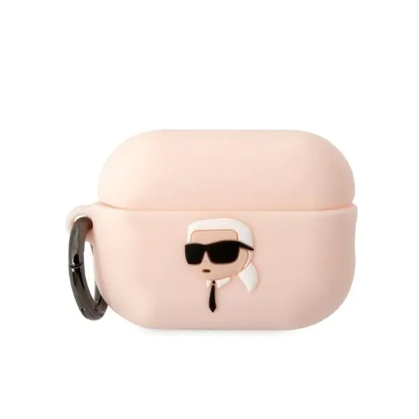 ⁨Karl Lagerfeld KLAP2RUNIKP AirPods Pro 2 cover różowy/pink Silicone Karl Head 3D⁩ w sklepie Wasserman.eu