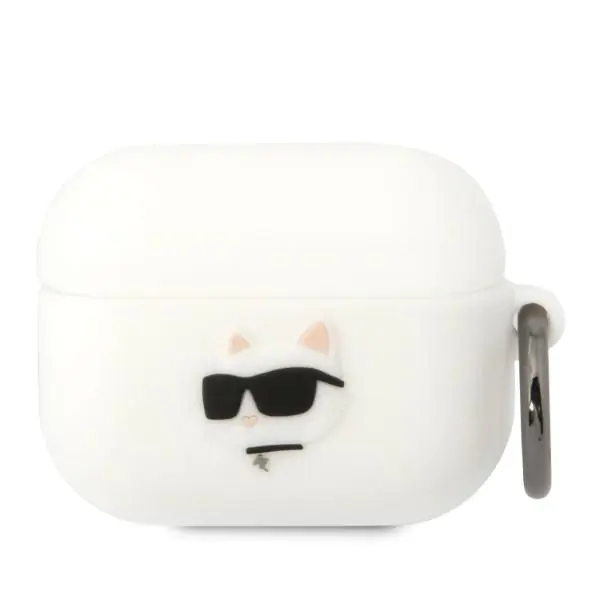 ⁨Karl Lagerfeld KLAPRUNCHH AirPods Pro cover biały/white Silicone Choupette Head 3D⁩ w sklepie Wasserman.eu