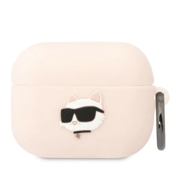 ⁨Karl Lagerfeld KLAPRUNCHP AirPods Pro cover różowy/pink Silicone Choupette Head 3D⁩ w sklepie Wasserman.eu