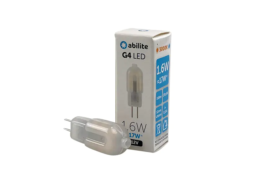 ⁨ŻARÓWKA LED ABILITE SZTYFT B.CIEPŁA G4 1,6W 12V 160LM⁩ w sklepie Wasserman.eu