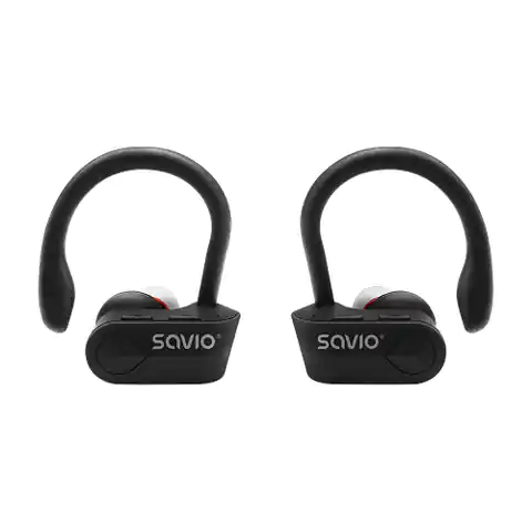 ⁨Słuchawki bezprzewodowe SAVIO TWS-03 (bluetooth; bezprzewodowe, Bluetooth; z wbudowanym mikrofonem; kolor czarny⁩ w sklepie Wasserman.eu