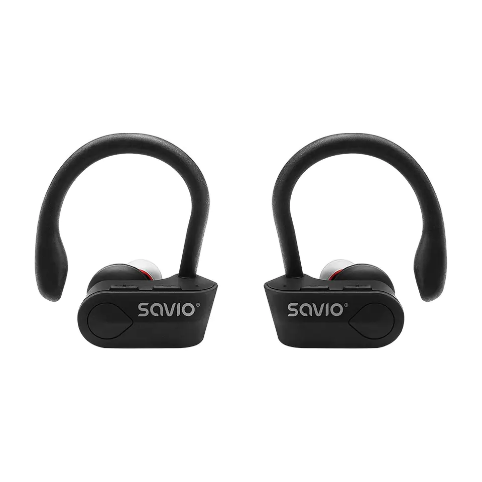 ⁨Słuchawki bezprzewodowe SAVIO TWS-03 (bluetooth; bezprzewodowe, Bluetooth; z wbudowanym mikrofonem; kolor czarny⁩ w sklepie Wasserman.eu