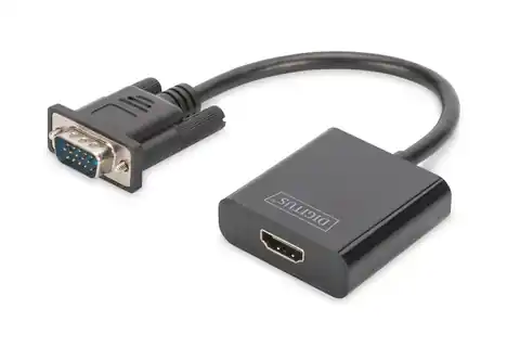 ⁨Konwerter/adapter audio-video VGA do HDMI, 1080p FHD, z audio 3.5mm MiniJack⁩ w sklepie Wasserman.eu