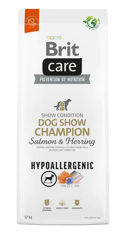 ⁨BRIT Care Hypoallergenic Adult Dog Show Champion Salmon & Herring - dry dog food - 12 kg⁩ at Wasserman.eu
