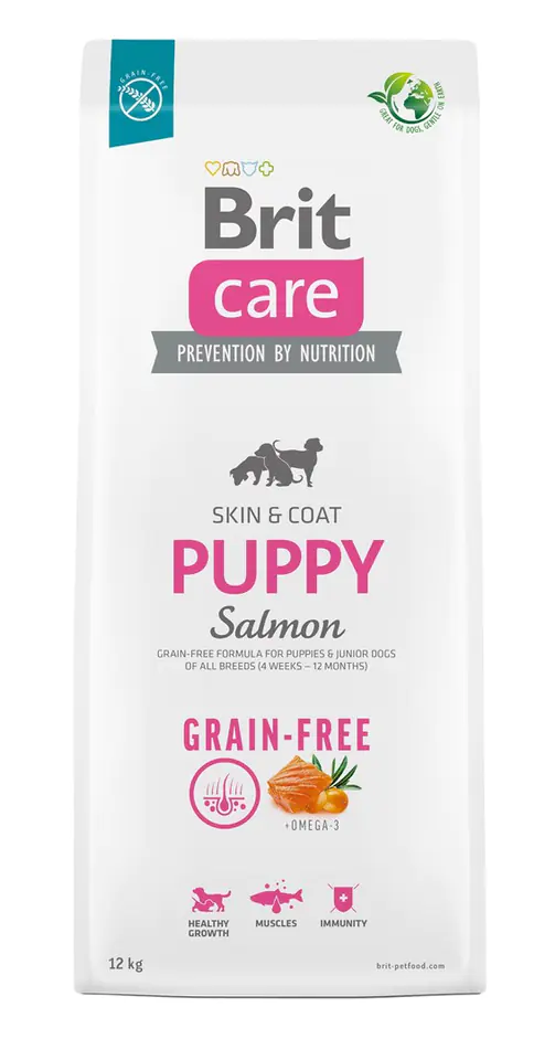 ⁨Dry food for puppies and young dogs of all breeds (4 weeks - 12 months).Brit Care Dog Grain-Free Puppy Salmon 12kg⁩ at Wasserman.eu