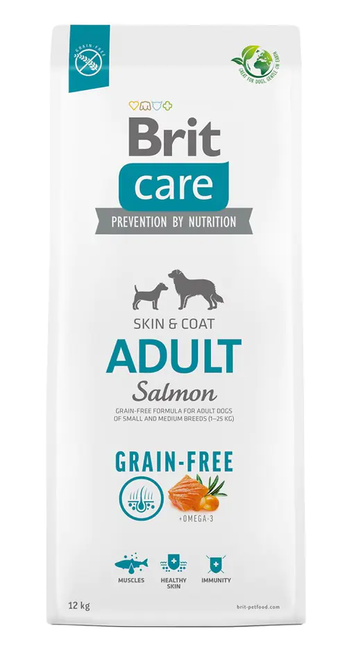 ⁨Dry food for adult dogs, small and medium breeds - BRIT Care Grain-free Adult Salmon- 12 kg⁩ at Wasserman.eu