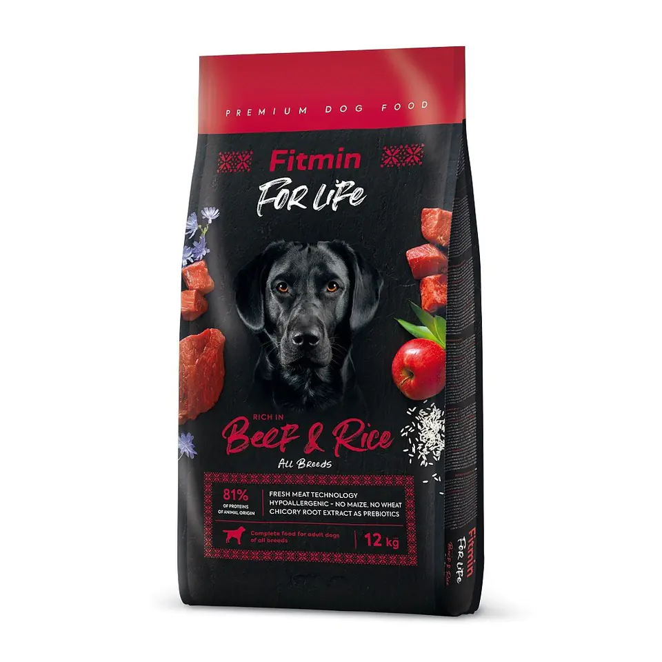 ⁨FITMIN Dog for life Beef & Rice - dry dog food - 12 kg⁩ at Wasserman.eu