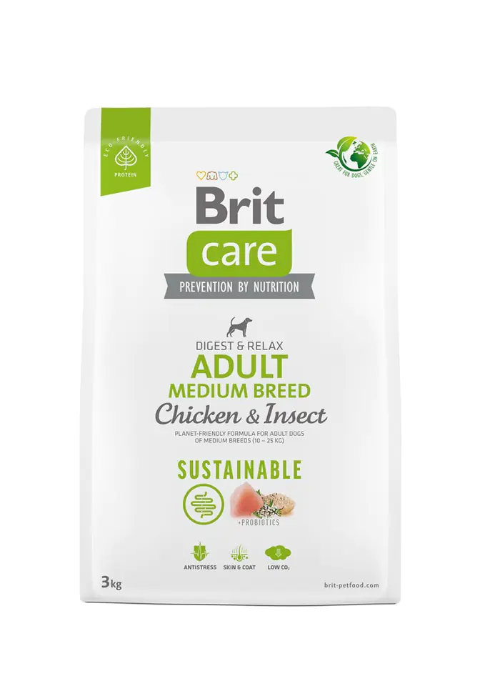 ⁨BRIT Care Dog Sustainable Adult Medium Breed Chicken & Insect - dry dog food - 3 kg⁩ at Wasserman.eu