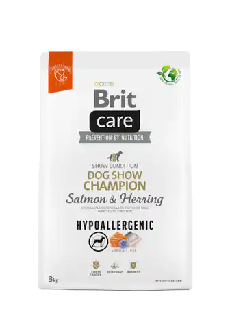 ⁨BRIT Care Hypoallergenic Adult Dog Show Champion Salmon & Herring - dry dog food - 3 kg⁩ at Wasserman.eu