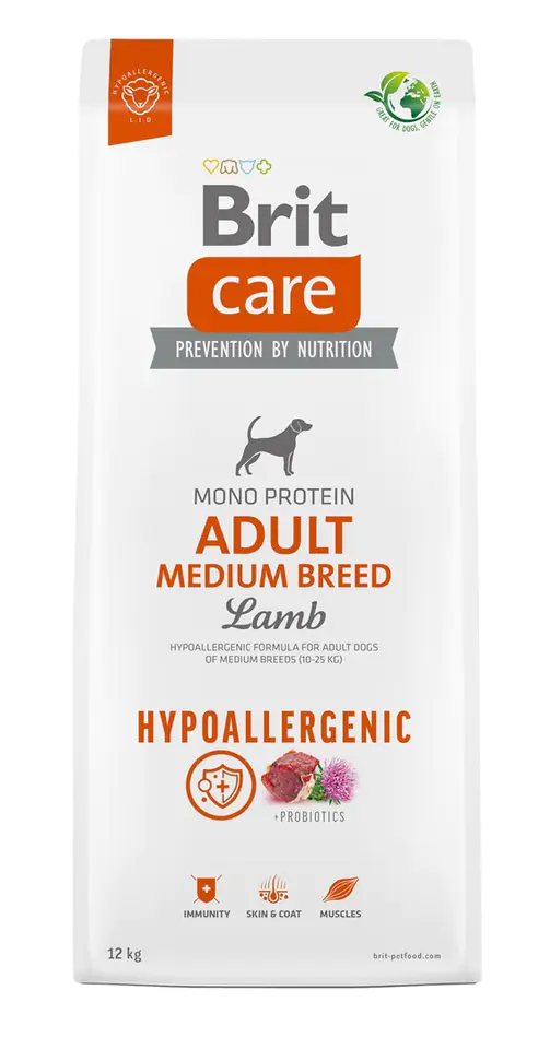 ⁨Brit Care Dog Hypoallergenic Adult Medium Lamb 12kg⁩ w sklepie Wasserman.eu