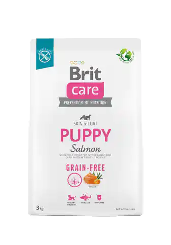 ⁨Dry food for puppies and young dogs of all breeds (4 weeks - 12 months).Brit Care Dog Grain-Free Puppy Salmon 3kg⁩ at Wasserman.eu