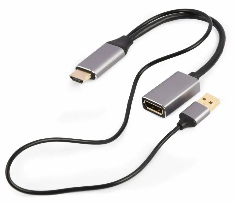 ⁨GEMBIRD AKTYWNY ADAPTER 4K HDMI NA DISPLAYPORT (F) CZARNY, 10CM⁩ w sklepie Wasserman.eu