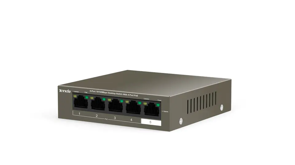 ⁨Tenda TEF1105P-4-63W-EU network switch Fast Ethernet (10/100) Power over Ethernet (PoE) Black⁩ at Wasserman.eu