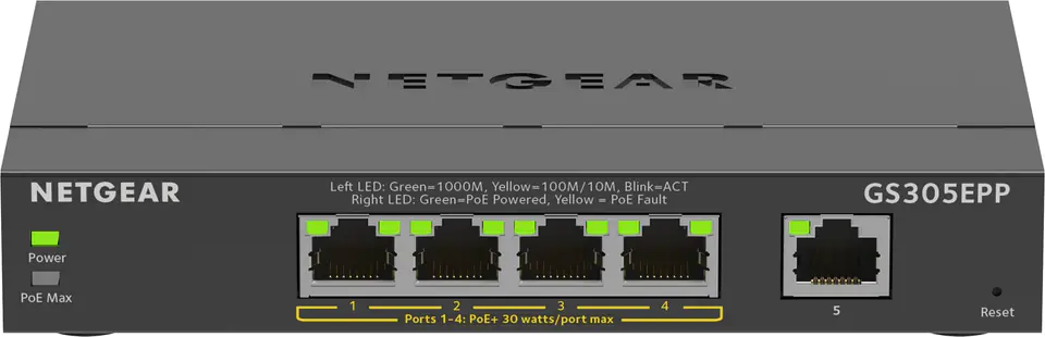 ⁨Netgear GS305EPP-100PES 5PT GE PLUS SWCH W/ HI-PWR⁩ w sklepie Wasserman.eu