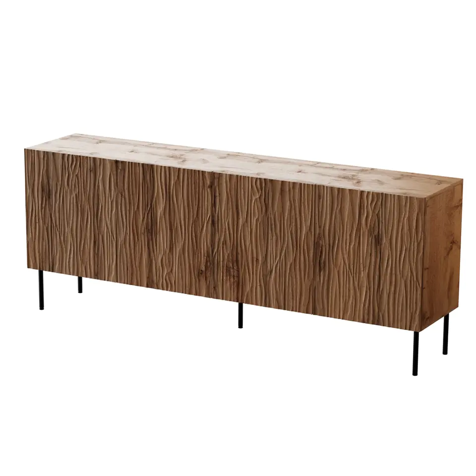 ⁨JUNGLE chest of drawers 190x40.5x74.5 oak wotan + black legs⁩ at Wasserman.eu