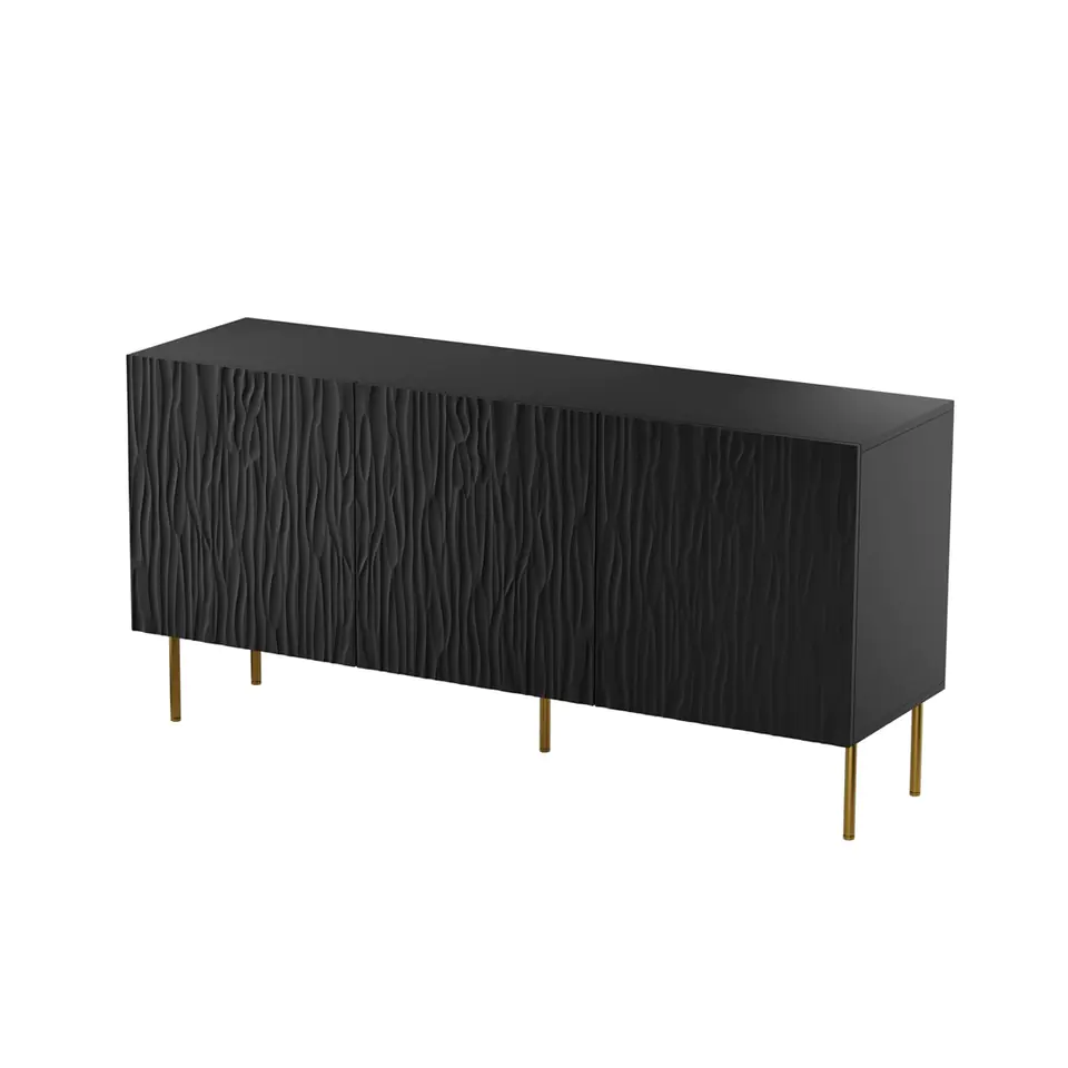 ⁨JUNGLE chest 152x40.5x74.5 matte black + golden legs⁩ at Wasserman.eu