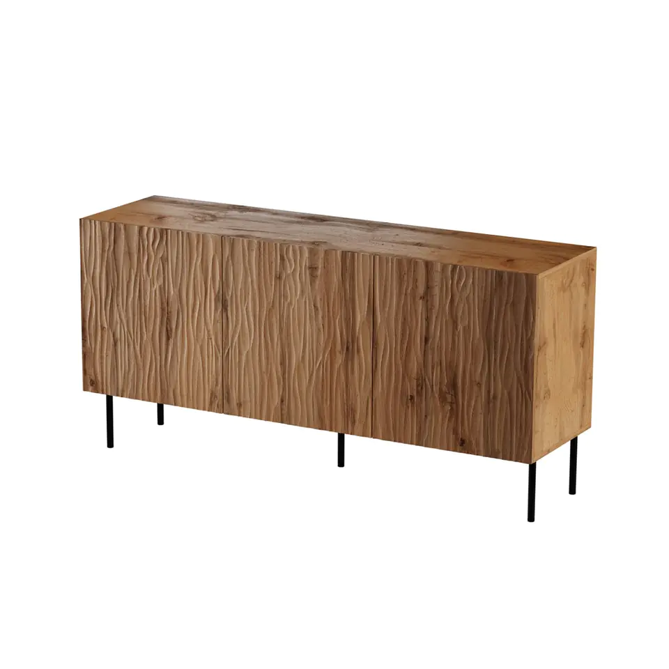 ⁨JUNGLE chest of drawers 152x40.5x74.5 oak wotan + black legs⁩ at Wasserman.eu