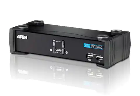 ⁨ATEN 2-Port USB DVI KVM Switch with Audio & USB 2.0 Hub (KVM Cables included)⁩ at Wasserman.eu