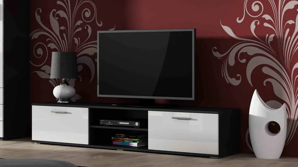 ⁨Cama TV stand SOHO 180 black/white gloss⁩ at Wasserman.eu