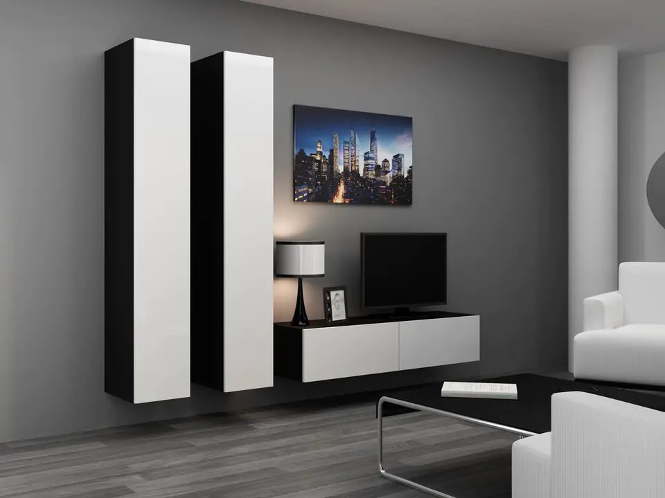 ⁨Cama Living room cabinet set VIGO 9 black/white gloss⁩ at Wasserman.eu