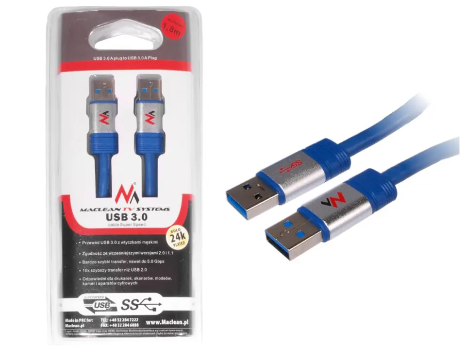 ⁨Kabel USB 3.0 AM - AM 1.8m MCTV-606⁩ w sklepie Wasserman.eu