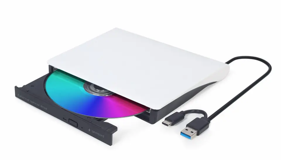 ⁨GEMBIRD ZEWNĘTRZNA NAGRYWARKA DVD 8X, CD 24X USB 3.1 SLIM CZARNO-BIAŁA⁩ w sklepie Wasserman.eu