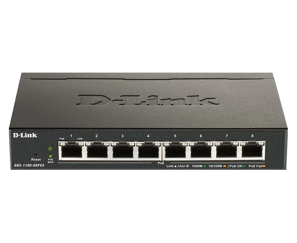 ⁨D-Link DGS-1100-08PV2/E network switch Managed L2/L3 Gigabit Ethernet (10/100/1000) Power over Ethernet (PoE) Black⁩ at Wasserman.eu