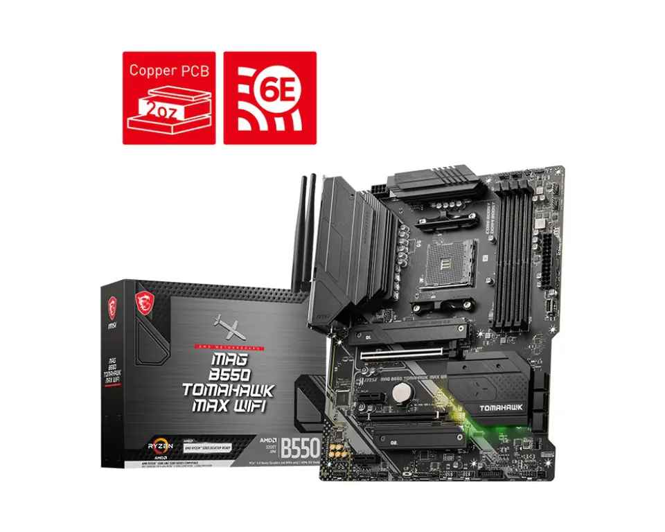 ⁨MSI MAG B550 TOMAHAWK MAX WIFI AMD B550 Socket AM4 ATX⁩ at Wasserman.eu