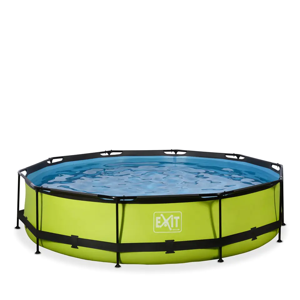 ⁨EXIT Lime pool ø360x76cm with filter pump - green Framed pool Round 6125 L⁩ at Wasserman.eu