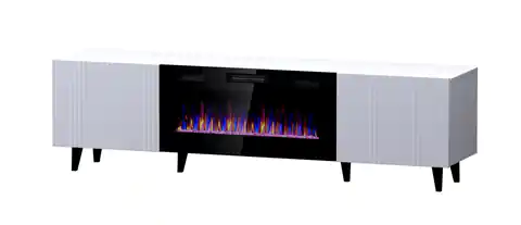 ⁨RTV cabinet PAFOS EF with electric fireplace 180x42x49 cm white matt⁩ at Wasserman.eu