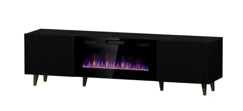 ⁨RTV cabinet PAFOS EF with electric fireplace 180x42x49 black matt⁩ at Wasserman.eu