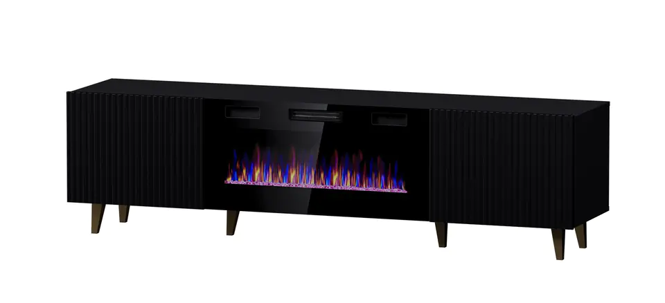Szafka RTV PAFOS EF z kominkiem elektrycznym 180x42x49 czarny mat w sklepie Wasserman.eu