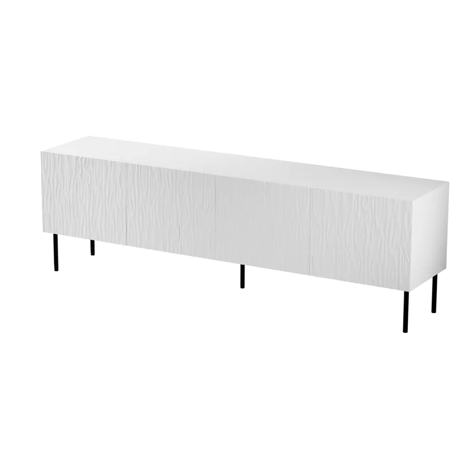 Szafka RTV JUNGLE 190x40,5x59,5 biały mat + czarne nóżki w sklepie Wasserman.eu