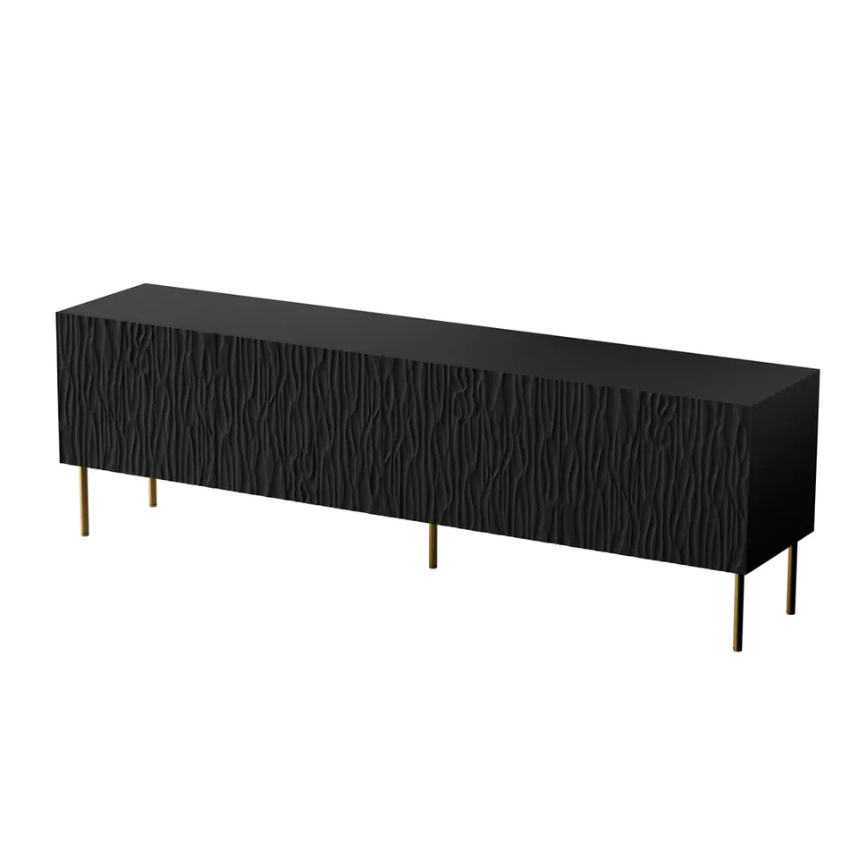 Szafka RTV JUNGLE 190x40,5x59,5 czarny mat + złote nóżki w sklepie Wasserman.eu
