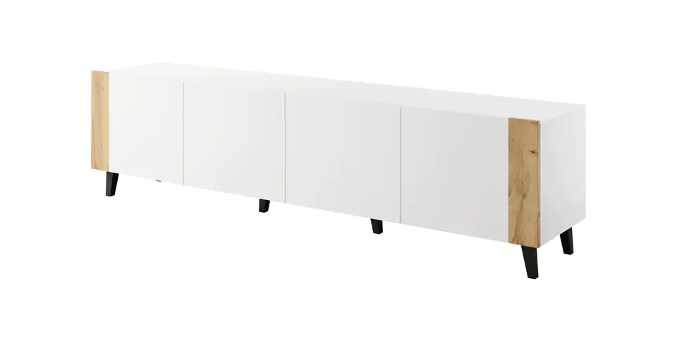 ⁨RTV cabinet FARO 200x42x52 white matt + oak craft⁩ at Wasserman.eu