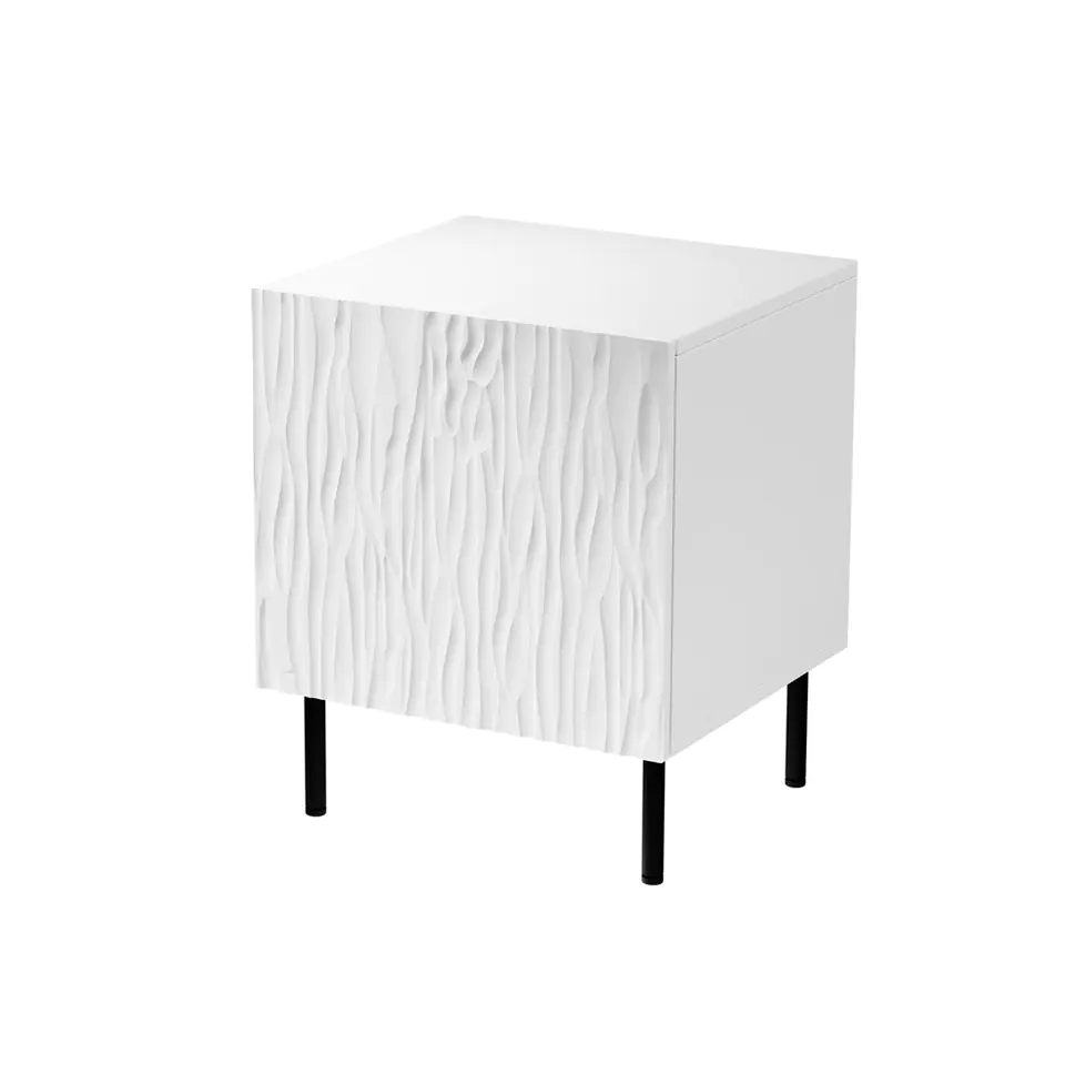 Szafka nocna 2szt. JUNGLE 53,5x40,5x44 biały mat + czarne nóżki w sklepie Wasserman.eu