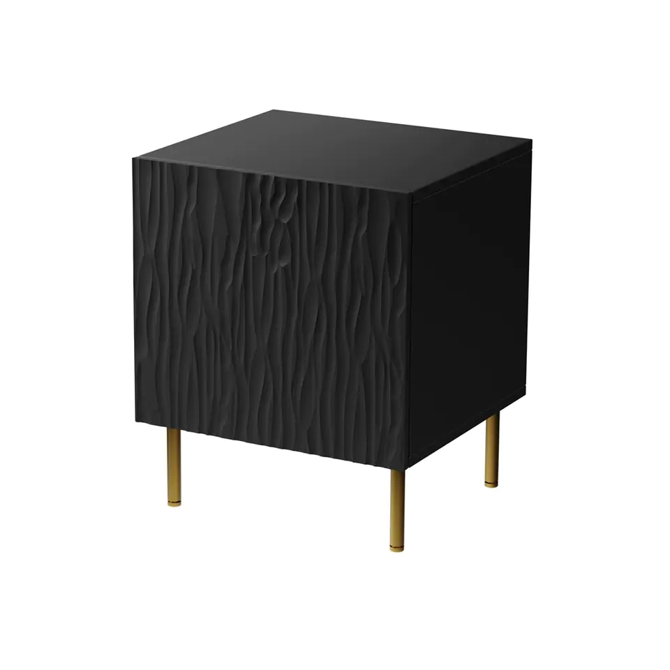 ⁨Bedside table 2 pcs. JUNGLE 53.5x40.5x44 black matt + golden legs⁩ at Wasserman.eu