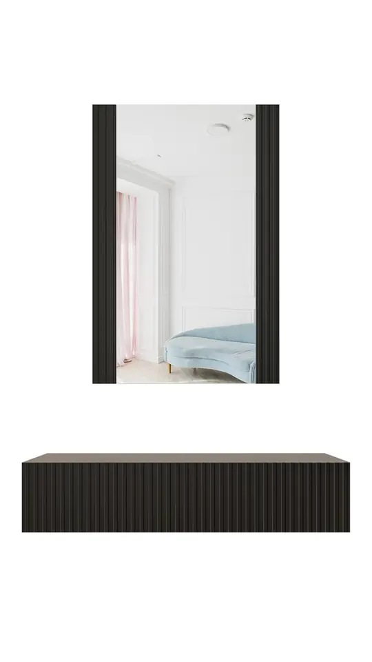 ⁨Dressing table with mirror PAFOS 80x41.6x100 mat black⁩ at Wasserman.eu