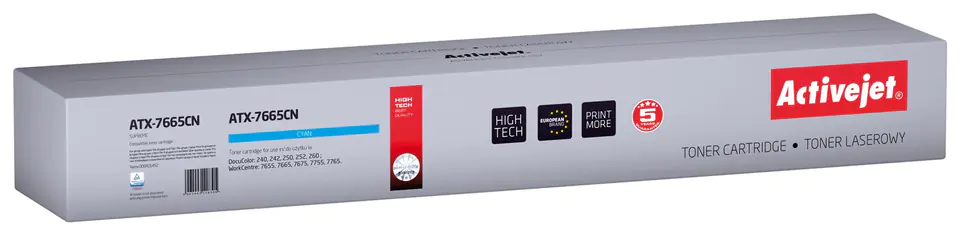 ⁨Activejet ATX-7665CN Toner (zamiennik Xerox 006R01452; Supreme; 34000 stron; błękitny)⁩ w sklepie Wasserman.eu