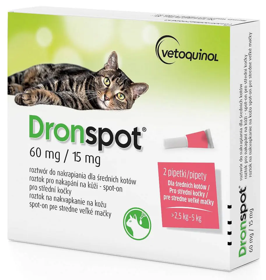 ⁨VETOQUINOL Dronspot - krople odrobaczające dla kota 2,5 - 5 kg⁩ w sklepie Wasserman.eu
