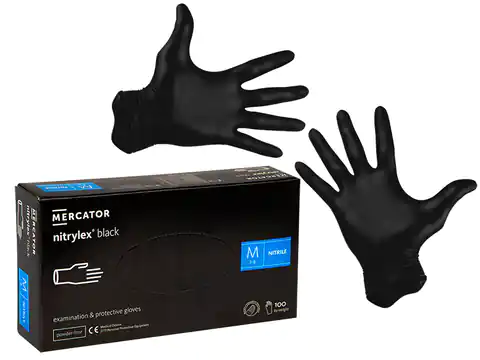 ⁨Rękawiczki nitrylowe czarne M 100szt⁩ w sklepie Wasserman.eu